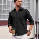 Lion Nardo Oxford Shirts for Mens Long Sleeve Dress Shirts Business Casual Button Down Shirts Untucked Shirts for Men (Black, S)