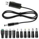 USB to DC 9V 12V Charging Cable, Universal Power Cord for Toys,Watches,Speaker,Camera,Monitor,Table Lamp,Phones,LED Light Strip, Router, DC 5.5 x 2.1mm with 10 Connector 3.3FT