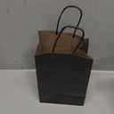 MESHA Black Gift Bags 5.25x3.75x8 Inch 50 Pack Small Black Paper Bags with Handles Bulk for Small Business Birthday Wedding Party Favor