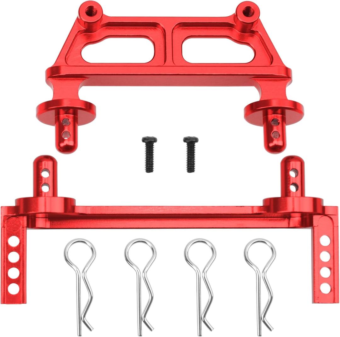 ShareGoo Metal Front & Rear Body Mounts Body Posts Compatible with Hyper Go H16BM H16DR H16 MJX 16207 16208 16209 16210 1/16 RC Car Upgrade Parts (Red)