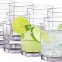 12 Oz Drinking Glass Sets, Set of 12 Plastic Cups Unbreakable Drinkware Glasses Set Tumblers & Water Glasses Acrylic Clear Drinking Glasses, BPA-Free Beer Glasses for Home & Outdoors, Dishwasher Safe