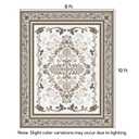 SOULFUL Medium Pile 8x10 Rugs for Living Room - Soft Foot Feel Large Area Rug - Brown Boho Floral - Washable Non-Slip - Perfect for Bedroom Kids Room Under Dining Table Office