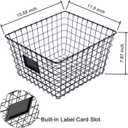 JUNCHU CHERRY 4 PackExtra Large Wire Handmade Storage Basket for Organizing Household Goods,Pantry Organization,Bathroom countertop,Laundry,Wardrobe Storage Basket,Black