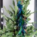 Artificial Peacock Birds, Natural Feathered Peacock with Long Tail, Christmas Peacocks Ornaments for Crafts Home Wedding Party Christmas Tree Ornaments (1Pcs)