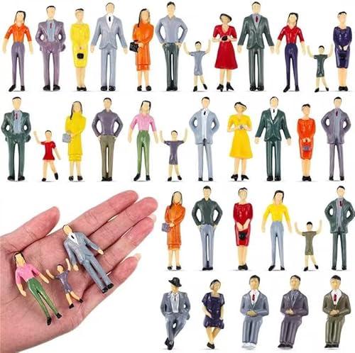Harrycle 23 Pcs Mini People Figurines 1: 30 Scale Tiny People Model Miniature Sitting and Standing Little Plastic Figurines for Miniature Scenes