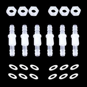 1/4 Thru-Bulk Bulkhead Plastic Hose Barb Fittings Union Adapter Fittings for Aquarium Fuel Gas Liquid Air with Metal washers (Pack of 6)