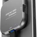 Magnetic M.2 2230 NVME Enclosure Storage with Magsafe for iPhone 15/16 Pro Max, USB C 3.2 Gen2 10Gbps to NVMe Adapter, 100W PD Charging, Aluminum External SSD Case for Android/MacBook (Grey Square)