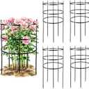 4 Set Titan Peony Plant Support Stakes Black Metal Peonies Cages 17.7" D x 35.4" H Tomato Cages Rings Sturdy Garden Plants Support Trellis for Climbing Plants