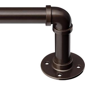 Zeerobee 1 Inch Industrial Curtain Rods, Antique Bronze, 66"-120" | Adjustable Wrap Around Blackout Design, Indoor/Outdoor Use, Room Divider, Heavy Duty Iron Material, for Windows 66 to 120