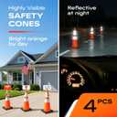 (4-Pack) SILARYO 28 Inch Traffic Cones | 330-Ft Caution Tape & 3 Attach-on Signs | Heavy-Duty Orange Traffic Cones | Tall & Large Traffic Safety Cones for Construction - PVC, Anti-Skid, -20F to 130F