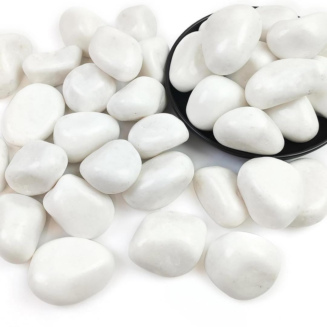40lbs White Rocks for Landscaping,2-3 Inch Decorative Pebbles for Plants,River Rocks for Backyard,Flower Beds, Indoor Fountains, Paths, Aquarium Vase,Outdoor Garden
