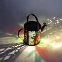 Solar Watering Can with Lights, Cardinal Bird Large Solar Watering Can with Cascading Lights Hanging Outdoor Garden Lantern Glass and Metal Waterproof for Front Porch Backyard Decor for Mom