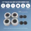 4pcs 2.72" Trailer Axle Wheel Hub and Bearing Dust Cap with Extra 4 Rubber Plugs for Most 7000-8000 lb Wheel Hubs Trailer Dexter EZ Lube Camper RV Bearing Dust Cap