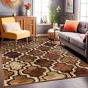Superior Indoor Small Area Rug, Jute Backed, Perfect for Living/ Dining Room, Bedroom, Office, Kitchen, Entryway, Modern Geometric Trellis Floor Decor, Viking Collection, 4' x 6', Brown