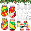 Capoda 4 Sets Christmas Tree Crafts Kit DIY Air Dry Clay Kit for Kids Make Your Own Clay Lanterns Creative Light-up Lanterns Making Set for Girls Boys Teens Christmas School Activities Party Supplies