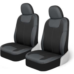 Motor Trend Gray Waterproof Seat Covers for Front Seats Premium Neoprene, Car Seat Protectors with Removable Headrest, Interior Covers for Auto Truck Van SUV