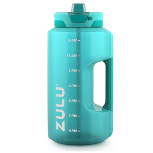 ZULU Goals Large Water Bottle Jug with Time Marker & Handle for All Day Hydration | Silicone Soft Straw with Locking Leak-Proof Lid | For Gym, Camping, Workout, and Outdoors | BPA-Free | 64oz, 128oz (Aquaviva)
