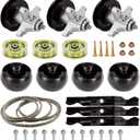 50 Inch Lawn Mower Deck Rebuild Kit Compatible with Cub Cadet/MTD/Troy-Bilt RZT50 RZT50VT, 3 Spindle+3 Idler+4 Deck Wheel+3 Blade+1 Belt; 618-04125 618-04126 918-04125 918-04126