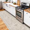 3x10 Washable Hallway Runner Rug - Non-Slip Vintage Kitchen Rugs Beige Gray | Low Pile Thin Wide Carpet for Entryway Soft Pet-Friendly Floor Mat for Living Room Bedroom Laundry Indoor Decor