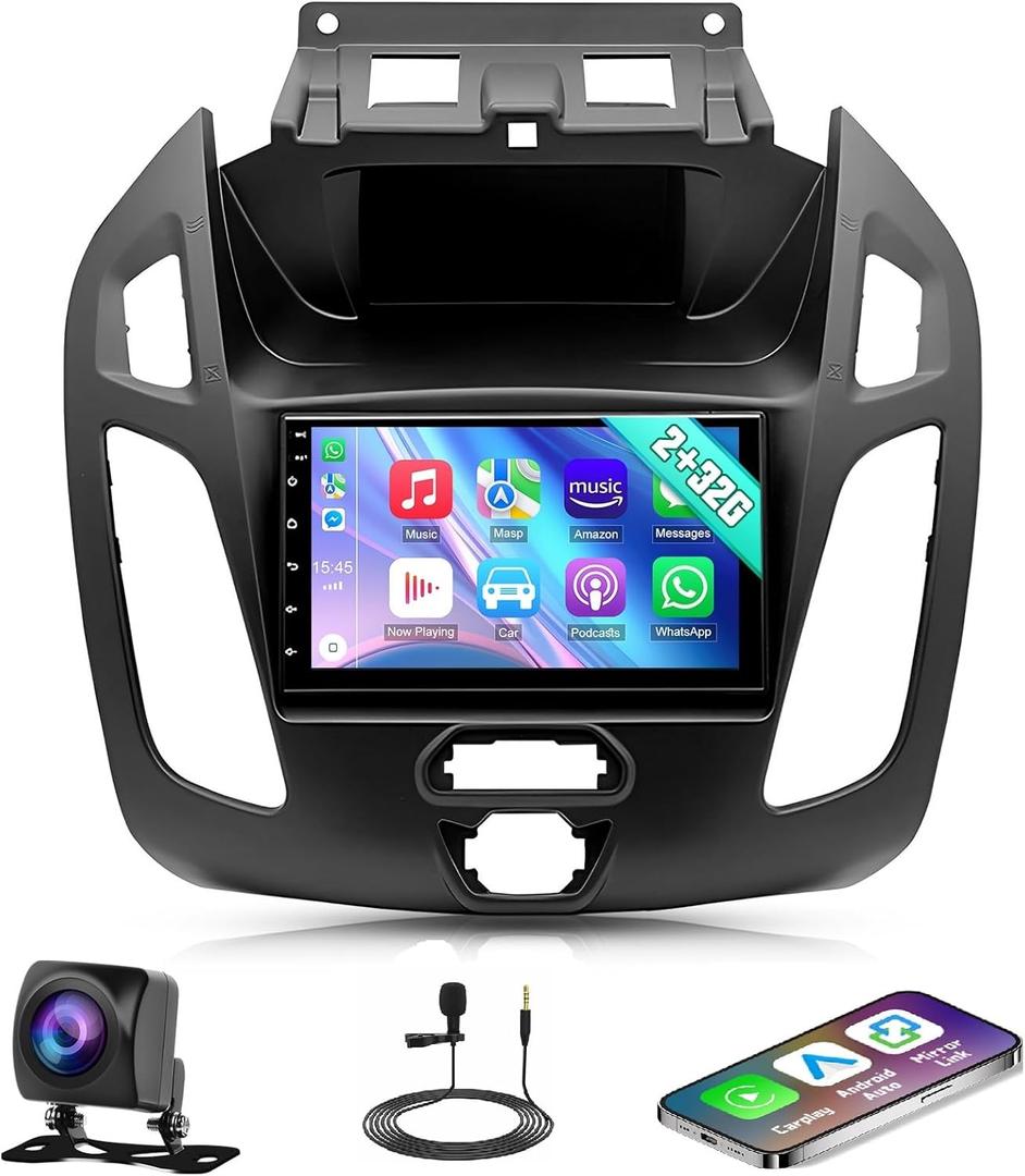 7 Inch IPS Touchscreen Car Stereo for Ford Transit Connect 2014-2018, Wireless CarPlay & Android Auto, GPS/Bluetooth/SWC/WiFi/FM/Backup Camera