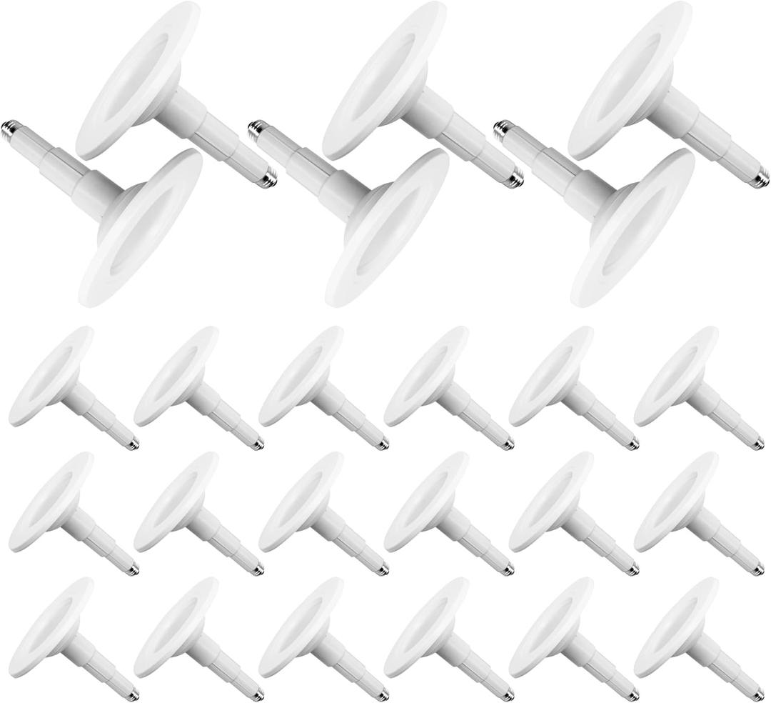 Jolux 5/6 Inch LED Can Lights Adjustable Recessed Retrofit Downlight, ETL Damp Rated Replacement Conversion Kit, 12W=60W, 5000K Daylight, 800LM, Dimmable, Flat Trim, E26 Base,24-Pack