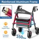 HOMLAND Rollator Walker for Seniors with Seat, Foldable Lightweight Aluminum Rolling Walker with 8" All-Terrain Wheels, Adjustable Height, Storage Bag & Hand Brakes, Ergonomic Indoor Outdoor Aid