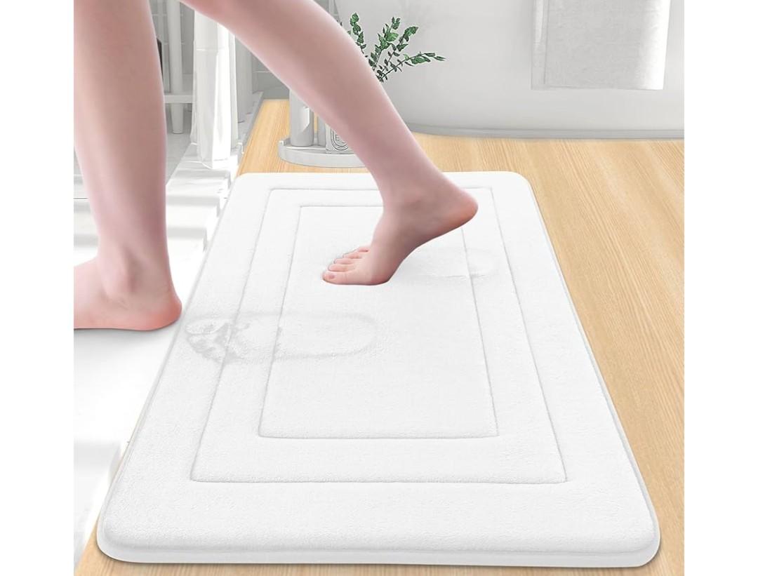 Arotive Memory Foam Bathroom Rug Mat 30x20, Ultra Soft and Absorbent Bath Mat, Machine Wash Dry, Comfortable Bath Rug Carpet for Bathroom Floor, Tub and Shower, Ivory