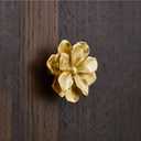 6 Pieces Solid Brass Flower Knob Handles for Cabinets and Flower Shape Drawers Knobs Wardrobe Pulls Door Knobs (6)