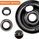 Black Porcelain Burner Drip Pans 2*WB31M19(8) 2*WB31M20(6)&Electric Stove Burner Replacement 2*MP15YA(6") 2*MP21YA(8") Compatible for G-E Hot-point Ken-more Electric Range Stove by MIFLUS