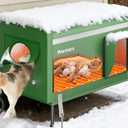 Pawtners Heated Outdoor Cat House for Outside Cats, 26'' XL Insulated Weatherproof Cat Shelter with Heated Pad, Elevated Feet & Escape Door, Warm Kitty House for Feral or Stray Cats in Winter (Green)