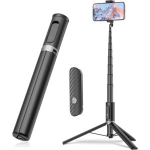 TONEOF Tripod, Cell Phone Selfie Stick, 60 Inch All-in-1 Stand with Integrated Wireless Remote, Lightweight and Portable, Extendable Tripod for 4-7 Inch iPhone and AndroidBlack Grey (60(None magnetic))