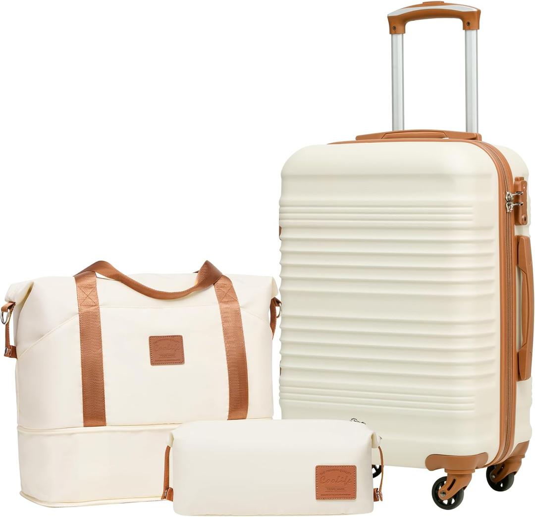 Coolife Luggage Set 3 Piece Luggage Set Carry On Suitcase Hardside Luggage with TSA Lock Spinner Wheels(White, 3 piece set (DB/TB/20)) Coolife Luggage Set 3 Piece Luggage Set Carry On Suitcase Hardside Luggage with TSA Lock Spinner Wheels(White, 3 piece set (DB/TB/20))