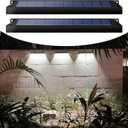 High Brightness Solar Fence Lights Solar Sign Lights Outdoor 2 Pack, Automatic Charging and On/Off Light Switch, 8 LED Beads for Gardens, Porches, Patios, Decks, Fencescapes-Cool Light