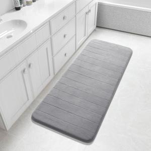 Yimobra Bathroom Runner 55"x24", Non Slip Memory Foam Bath Mat, Super Soft Water Absorbent Hallway Carpet, Machine Washable Rug for Vanity Tub Shower, Gray  