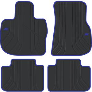 Car Floor Mat for BMW X3 G01 X4 G02 2018 2019 2020 2021 2022 2023 2024 Custom Fit Black Navy Blue Rubber Auto Floor Liners Set All Weather Protection Heavy Duty Odorless