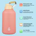 BJPKPK 1 Gallon Water Bottle Insulated, Dishwasher Safe 128oz Large Water Jug with Metal Handle & BPA Free Spout Lid, Stainless Steel Metal Jug for Gym, Sports & Hiking, Pink