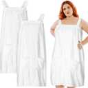 Tigeen 2 Pcs Plus Size Towel Wrap for Women Bath Wrap Towel Dress Terry Cloth Spa Robe with Straps Adjustable Closure(White, XXL-4XL)