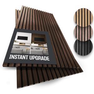 2-Pack Wood Panels for Wall - Acoustic Wood Slat Wall Panels, Soundproof Wooden Paneling for Interior Decor (2 Pc - 47.2x23.6 inches, Dark Walnut)