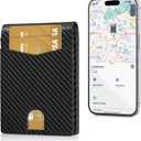 Auskang Smart Wallet For Men with Tracker, Best Gift for Men Wallet, Works with Apple Find My, RFID Blocking, Credit Card Holder, Not For Android, Black (Grid Pattern)