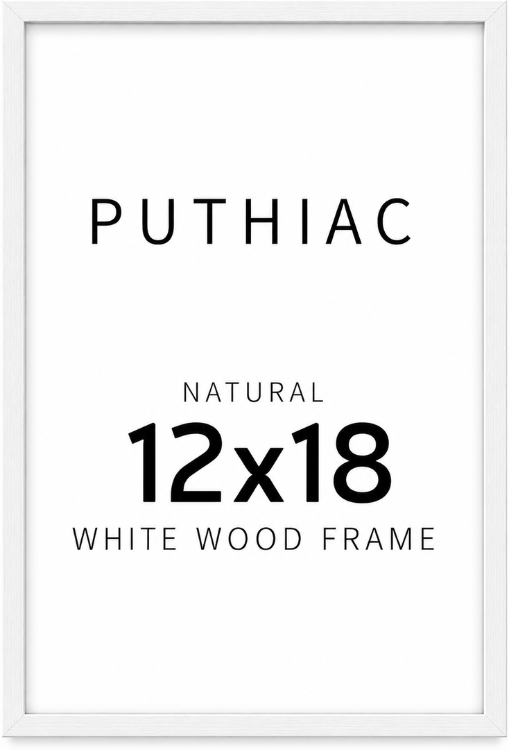 puthiac 12x18 Solid Oak Wood Picture Frame, White, 1 Pack
