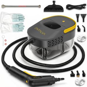 Steam Cleaner for Home, 1.69QT Visible Tank Portable Steamer with 15 Accessories, Chemical-Free 3-Level Touch Control Cleaning for Grout, Tile, Car Detailing
