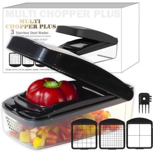Vegetable Chopper, Food Choppers, Onion Chopper, Veggie Choppers, Onion Dicer, Potato Dicer Cuber with Container, Onion Dicer & Vegetable Dicer (Black) (3 in 1)