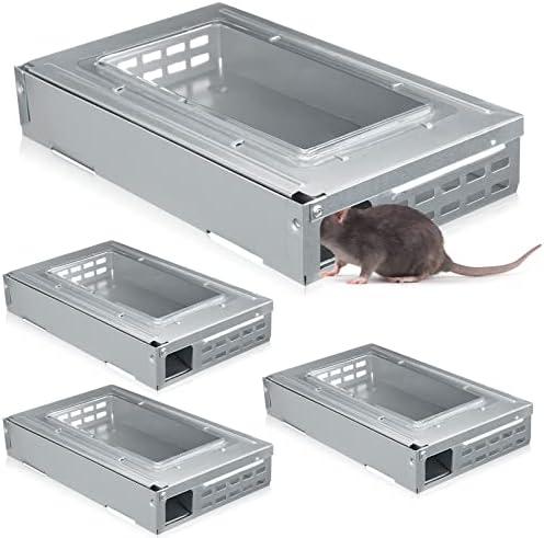 Qualirey 2 Pack Multi Catch Mouse Trap Clear Top Humanized Mouse Trap Rodent for Indoor Outdoor Rat Control Pet and Security (Silver)
