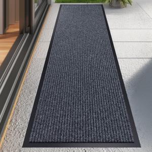 CHICHIC 2'x6' Indoor Outdoor Heavy Duty Door mat, Welcome Front Door Mat for Home Entrance, Super Water Absorbent Large Commercial Floor Mats, Non Slip Rubber Back Entryway Rugs for Garage (Grey)