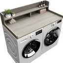 Washer Dryer Countertop, 54" x 27.55" 2-Tier Washer Dryer Topper with Edge, for Laundry Room Organization Pale Grey Wood