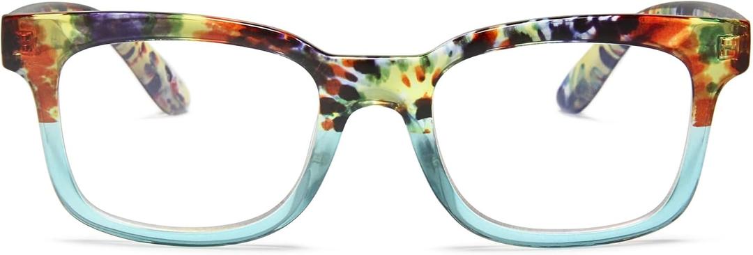 2SeeLife Wide Reading Glasses for Women Medium-Large Fit, Thick & Sturdy Frame, Spring Hinges, Premium Designer Readers, Rainbow Tortoise, +2.25