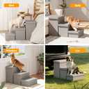 3-Step Wide Dog Stairs 18" H with Removable Cover, Non-Slip Storage Pet Steps for High Bed Couch, Pet Stairs for Small/Medium/Large Old Dogs Puppy Up to 200lbs, Cat Dog Steps for Car, Grey (30"D x 17"W x 17.1"H)