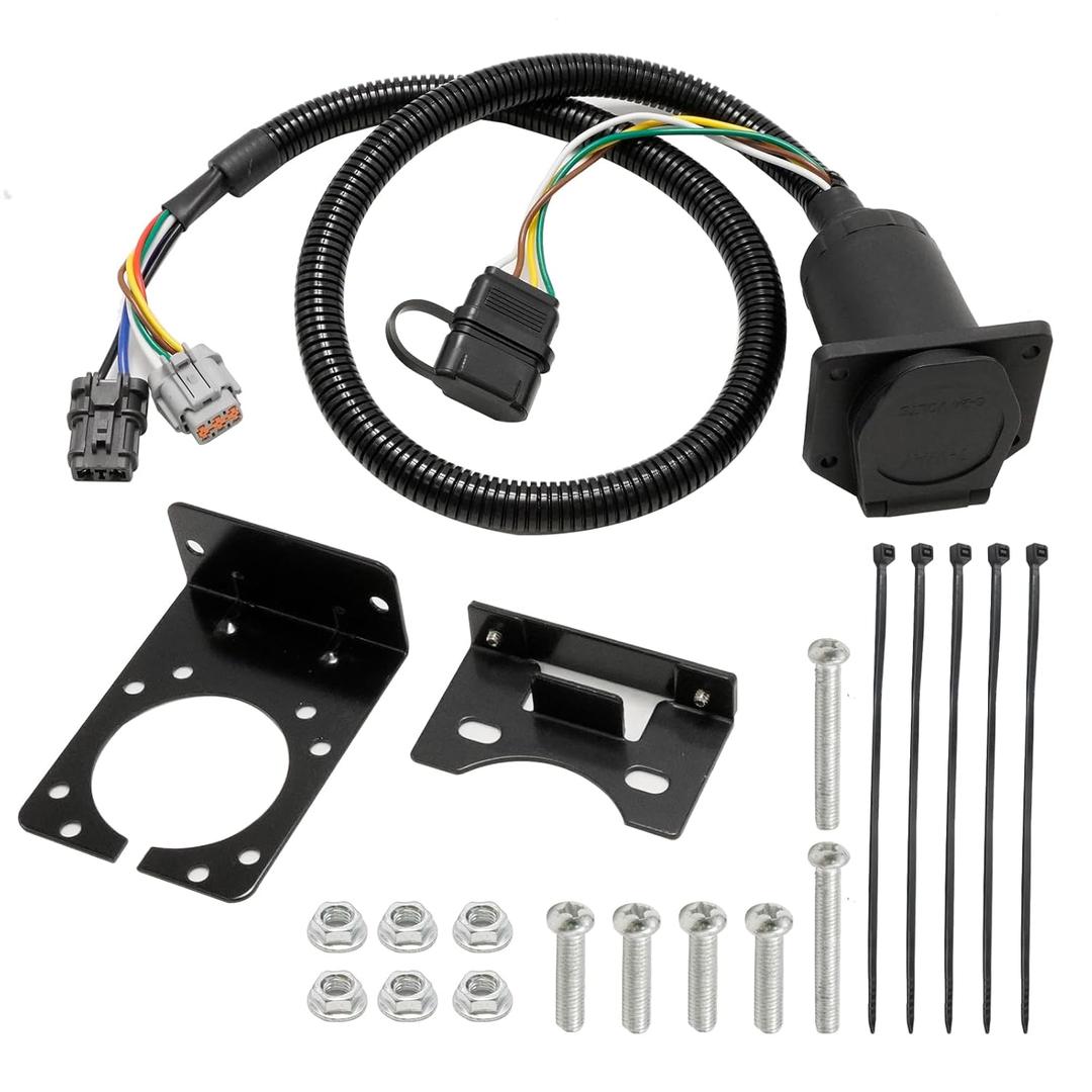 4 Way Flat and RV 7 Way Trailer Wiring Harness, Replacement for Nissan Frontier 2005-2025, Replacement for Suzuki Equator 2009-2012