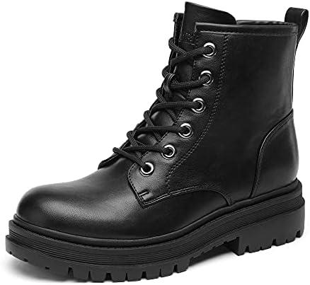 DREAM PAIRS Combat Boots Ankle Booties Lace-up Platform Side Zipper Lug Sole Boots Size 9.5