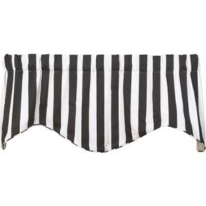 Window Treatments Valance Curtains Kitchen Window Valances or Living Room Curtains Short Swag Valence Striped Black and White, Rod Pocket 53" x 18"
